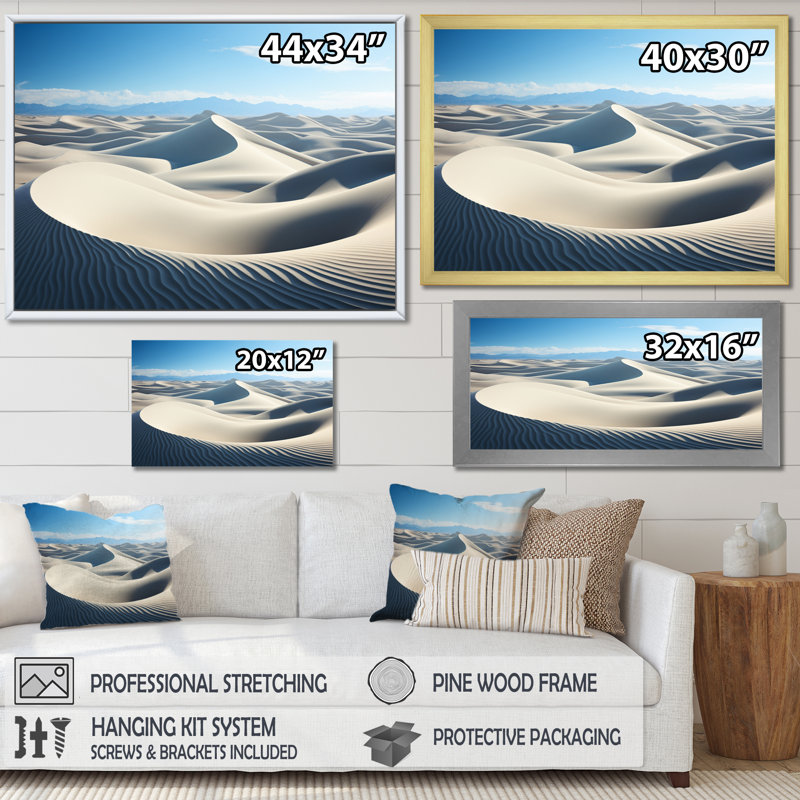 Reproduction d'art sur toile Coastal Sand Coastal Dunes III - Paysages, H 30 po x l 40 po x P 1,5 po, Cadre flottant doré