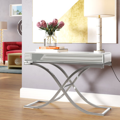 Skakke 42.25'' Glass Top Console Table