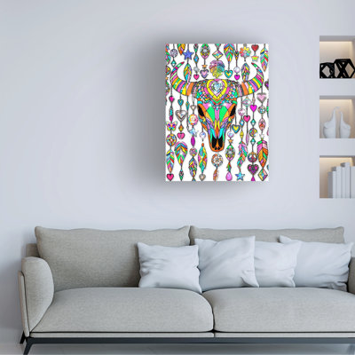 Jess Stempel Stained Glass Skull Canvas Art