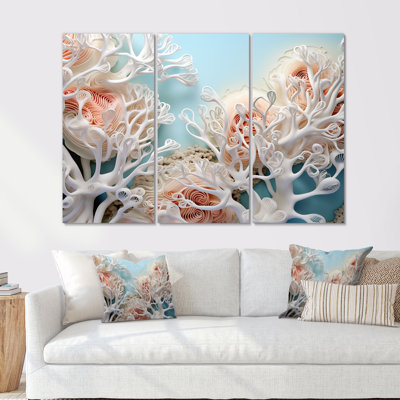 «Pink Basket Starfish Underwater Elegance», ensemble de reproductions d'art mural corail