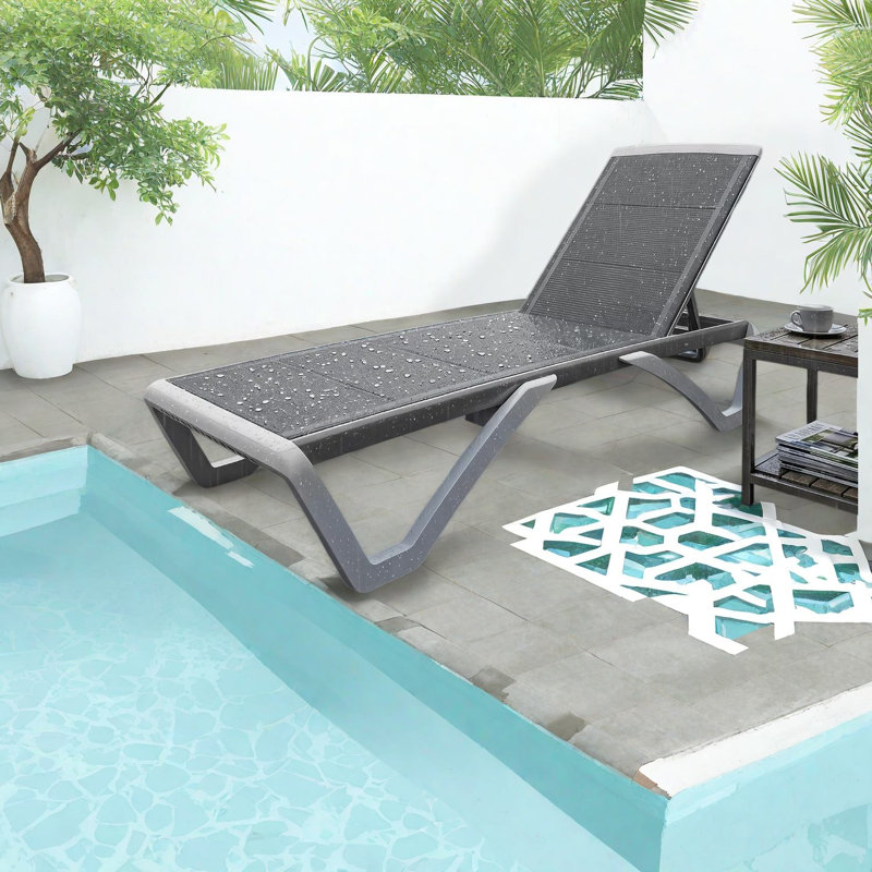 Chaises longues de patio ajustables, ensemble de piscine portable moderne en aluminium