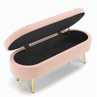 Ottoman Oval Storage Bench with Metal Legs