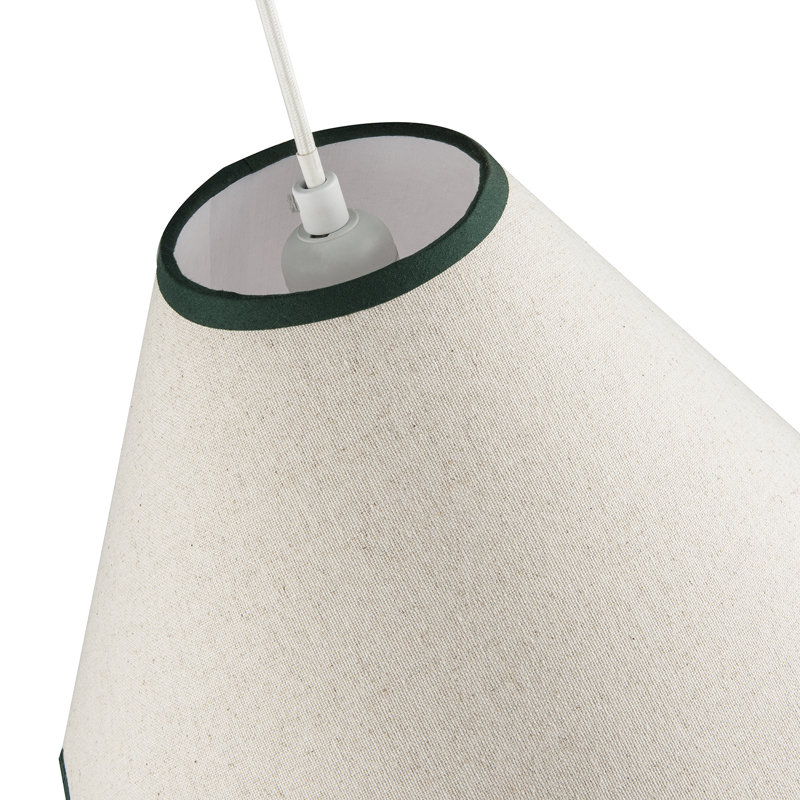 Scallop Edge Natural Textured Linen Coolie Lamp Shade With Trims By, Green