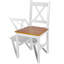 Ensemble de 4 chaises d'appoint pour l'extérieur, siège carré en bois de pin brun, blanc