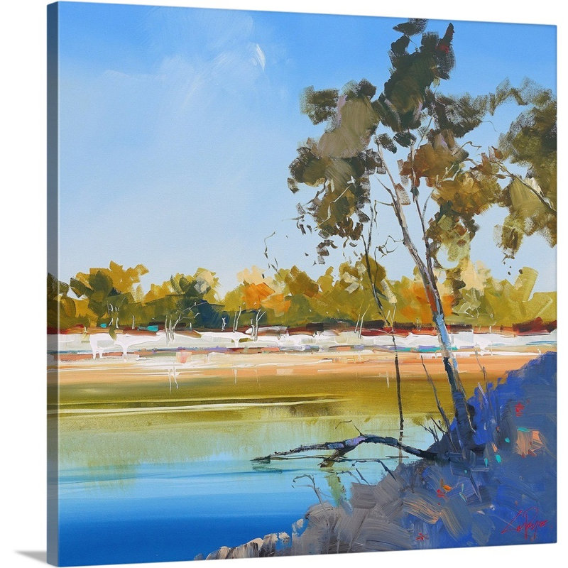 Reproduction d’art sur toile, "River Bank" par Craig Trewin Penny, H 12 po x l 12 po x P 1,25 po, Toile tendue