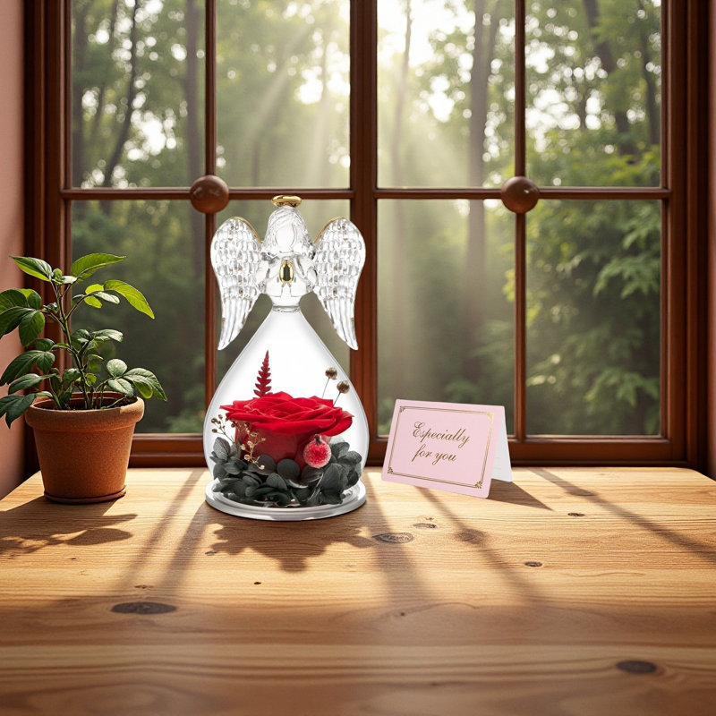 Figurines d'ange avec de vrais cadeaux rose