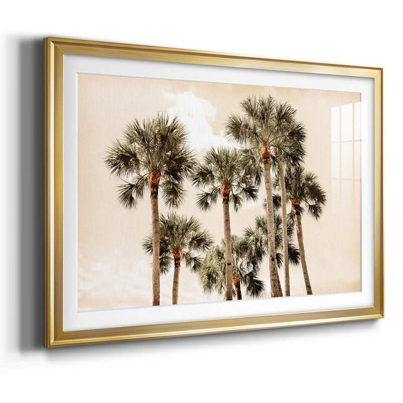 «Blush Palms», impression encadrée avec biseau mat et verre, Or, H 27 po x l 39 po x P 1,5 po