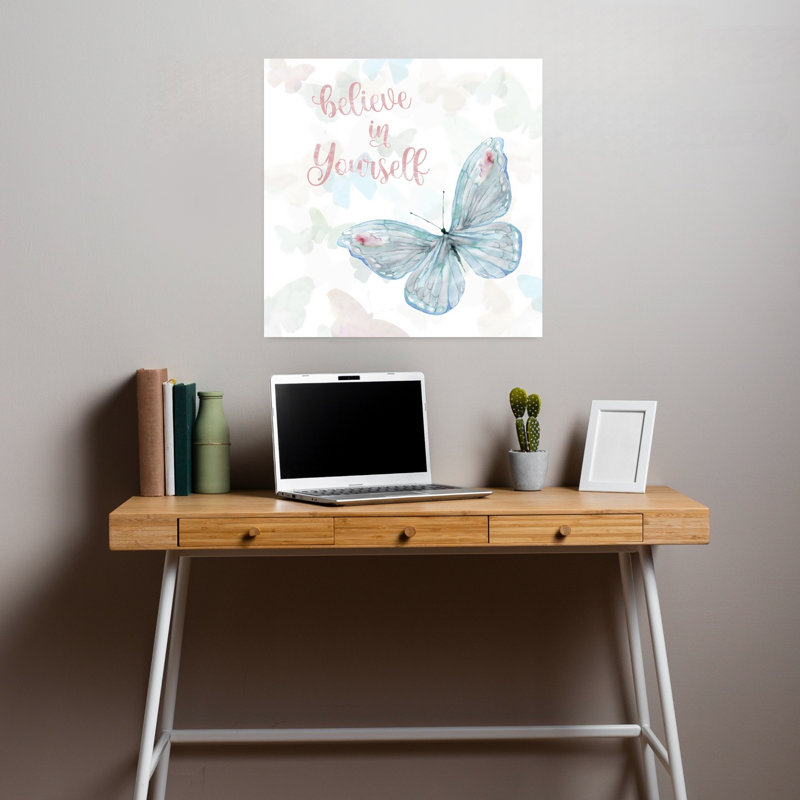 «Butterfly Believe Delicate Ethereal Peaceful Butterfly», art mural, H 18 po x l 18 po