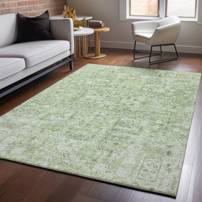 Premium Machine Washable Cerrito AMF611 Green Rug