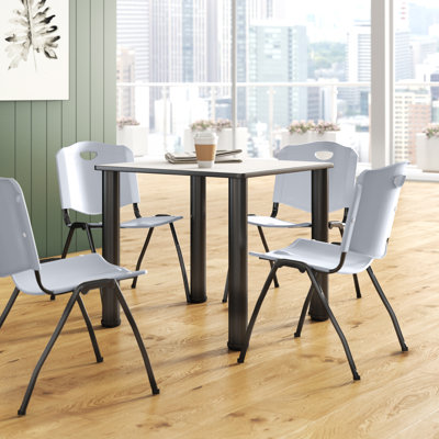 Kee Square Breakroom Table Top, 4 M Stack Chairs