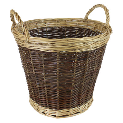 Hand Woven Wicker Laundry Basket with Handles