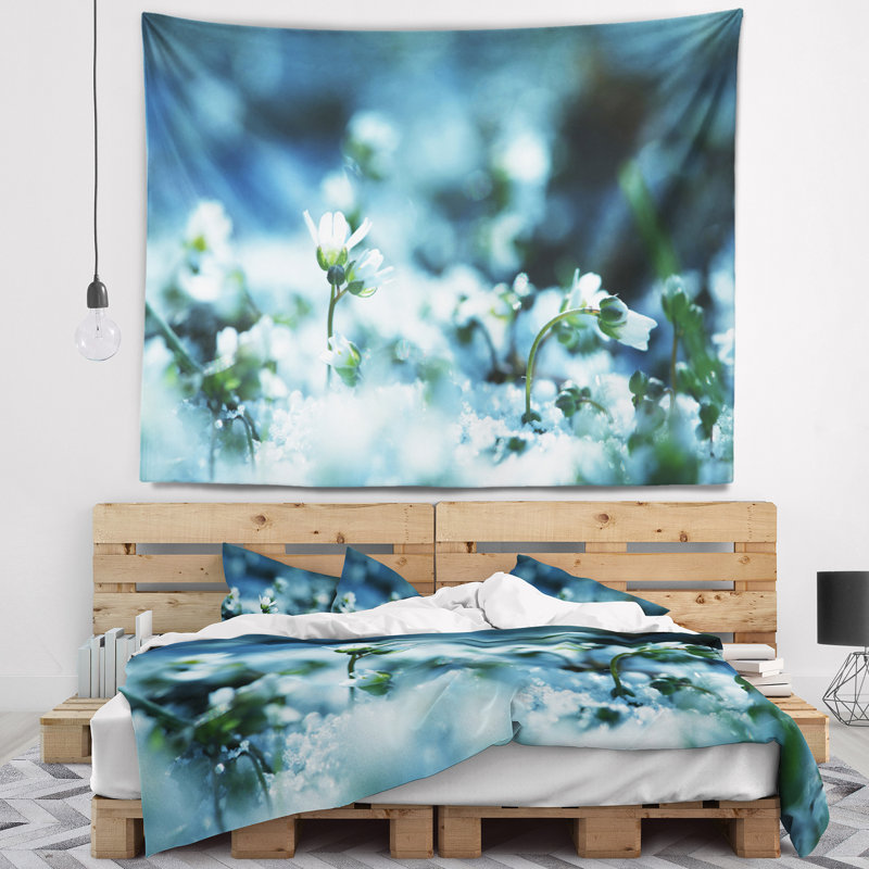 Tapisserie d’arrière-plan floral blanc fleurs, H 68 po x l 80 po