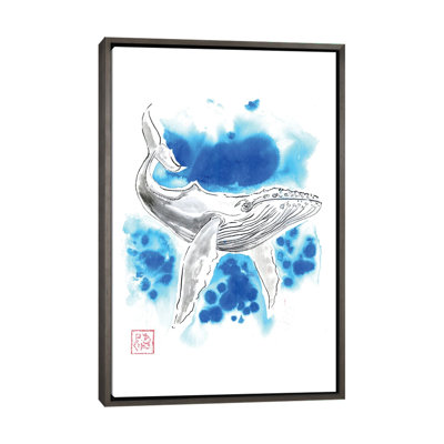 Baleine turquoise - reproduction d'art murale - toile encadrée