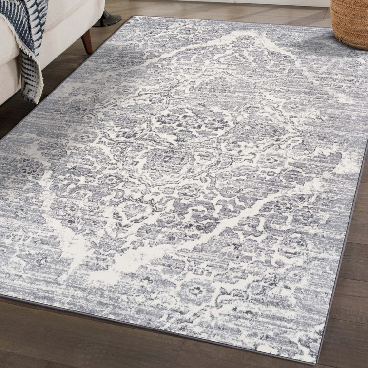 Tapis argenté / blanc délavé Joines