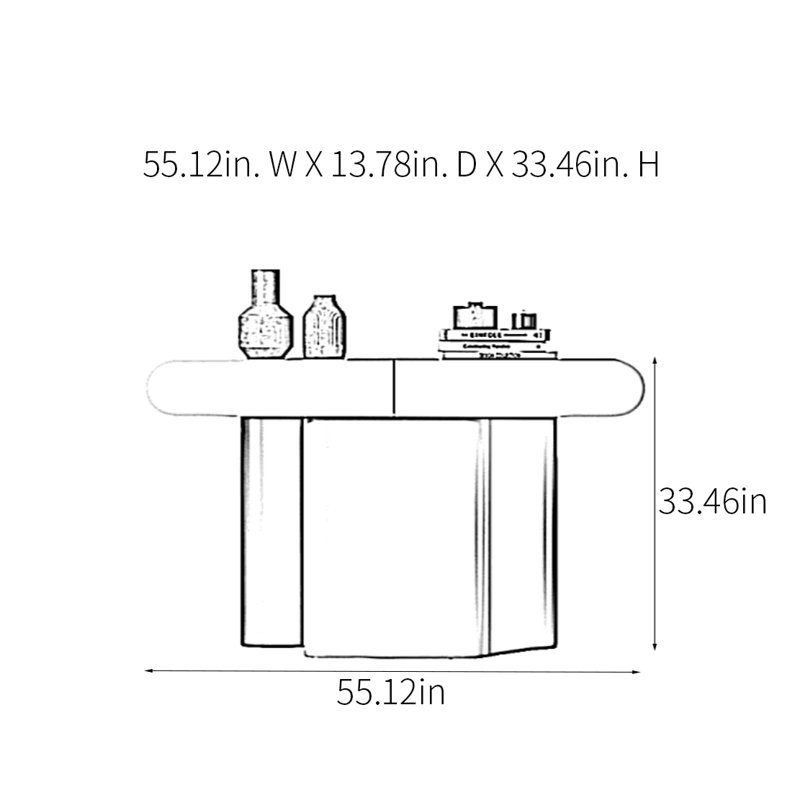 Console moderne minimaliste, H 33,46 po x l 55,12 po x P 13,78 po