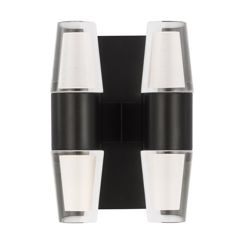 Sean Lavin Lassell 4-light double short wall sconce in natural brass finish with crystal shades, Bronze