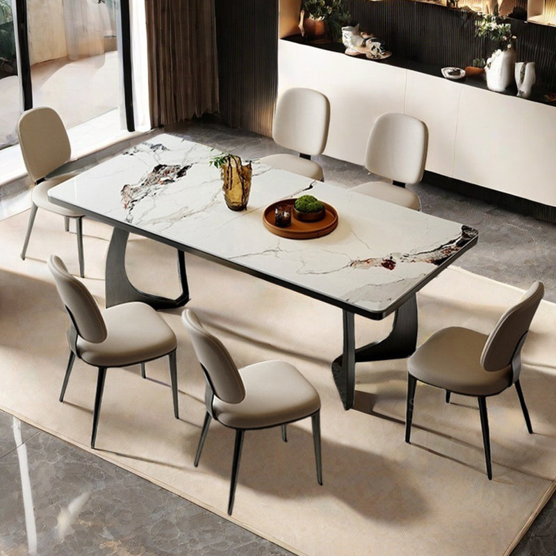 Italian style minimalist rectangular table sets, 29.53"H x 78.74"L x 35.43"W