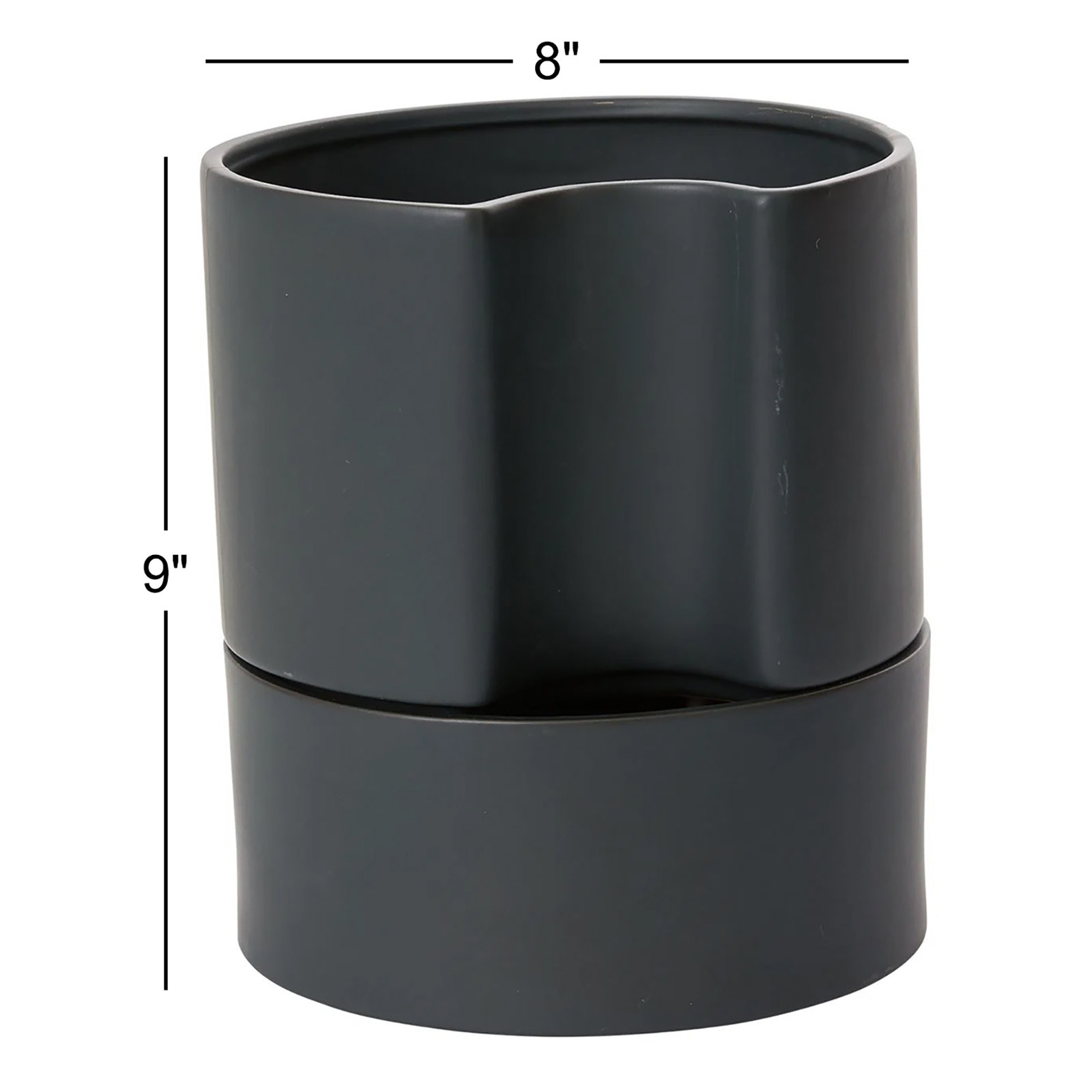 Patti Handmade Ceramic Pot Planter, Black, 9" H x 8" W x 8" D