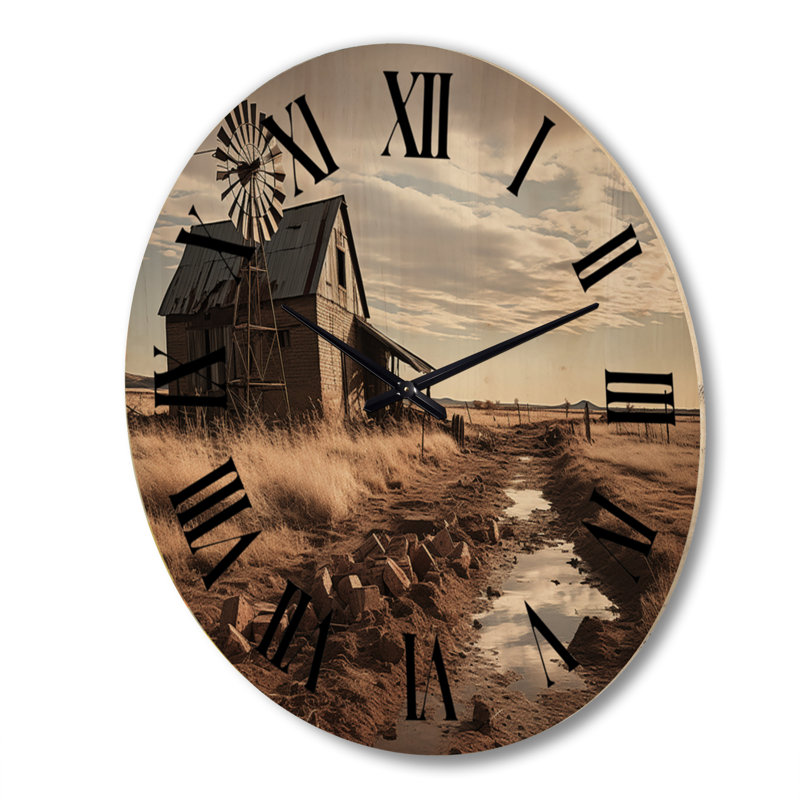 Horloge murale surdimensionnée en bois Wind Windswept, Très grand