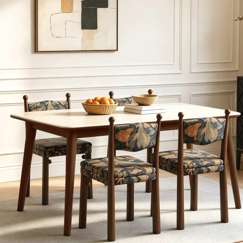 4 - Person White Rectangular Sintered Stone Stone Tabletop Dining Table Set