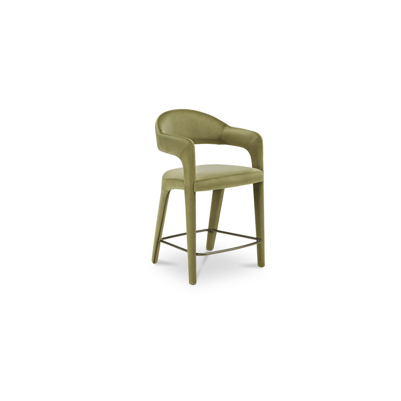 Tabouret rembourré Cathline, Tabouret de comptoir (siège d'une hauteur de 26,4, Polyester vert
