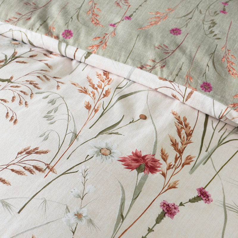 Brushed Grasmere Floral Cotton Reversible Duvet Cover Set, Double Duvet Cover Set + 2 Standard Pillowcases