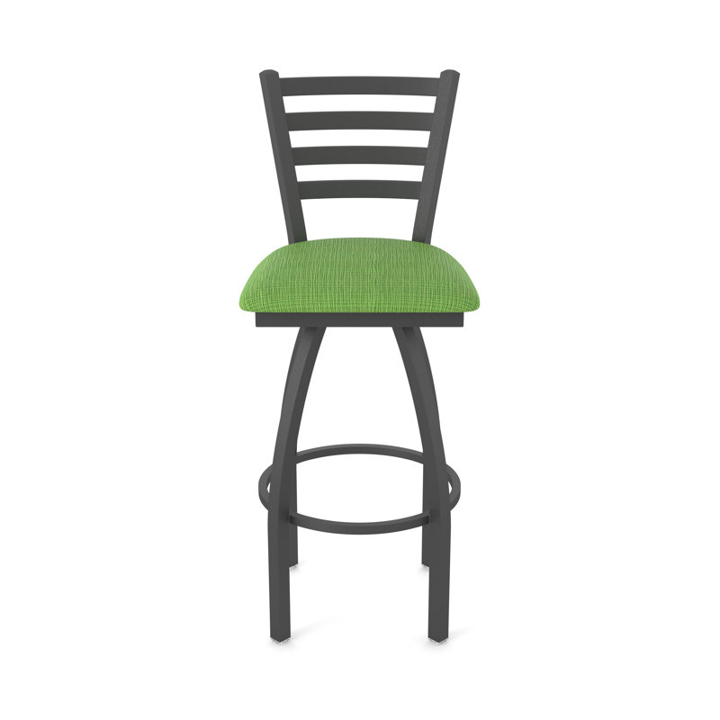Jackie Swivel Stool, Pewter, Extra Tall (36" Seat Height), Fabric-Graph Parrot