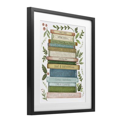 Cozy Books At The Cottage Framed Print Under Glass, design by Giao Williams