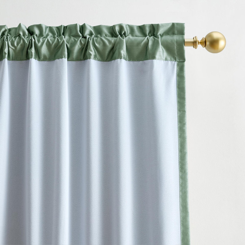 Lenox Imperial Faux Silk Window Curtain, Gold - 52"W x 84"L, Sage, 52"W x 108"L