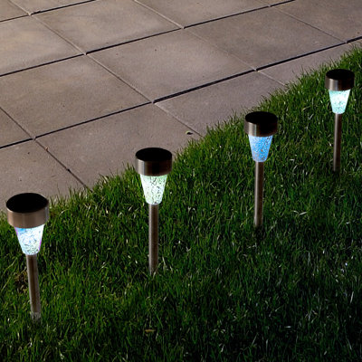 Mosaic Multicolor Solar Powered Integrated LED Metal Pathway Light Pack
