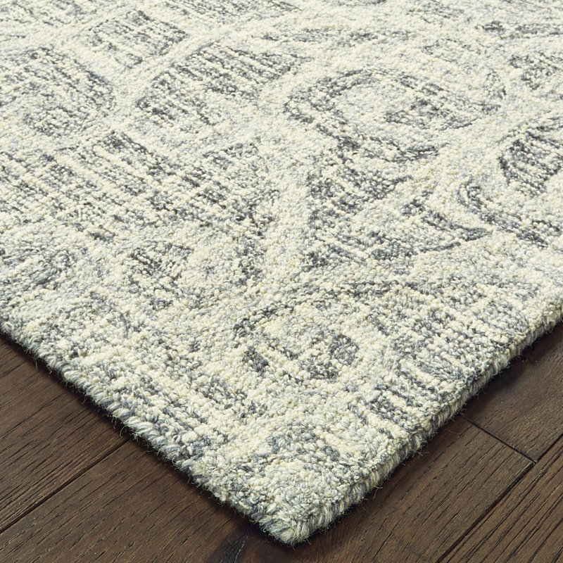 Tapis gris / ivoire en laine touffetée Miah Hadmade, Rectangle 8 pi x 10 pi