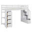 Lit mezzanine avec tiroirs de rangement et escaliers, lit mezzanine en bois avec tablettes-1975148671