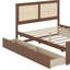  Lit plateforme en bois avec 4 tiroirs et tête de lit en rotin Canup-515138563-515138561