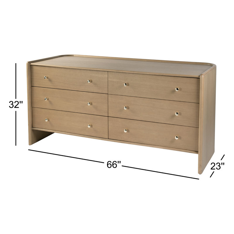 Colin 66 in. W Wood 6 Drawer Round Back Dresser