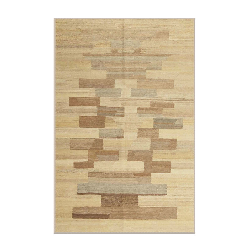Surface beige contemporaine tapis, Rectangle 5 pi x 7 pi
