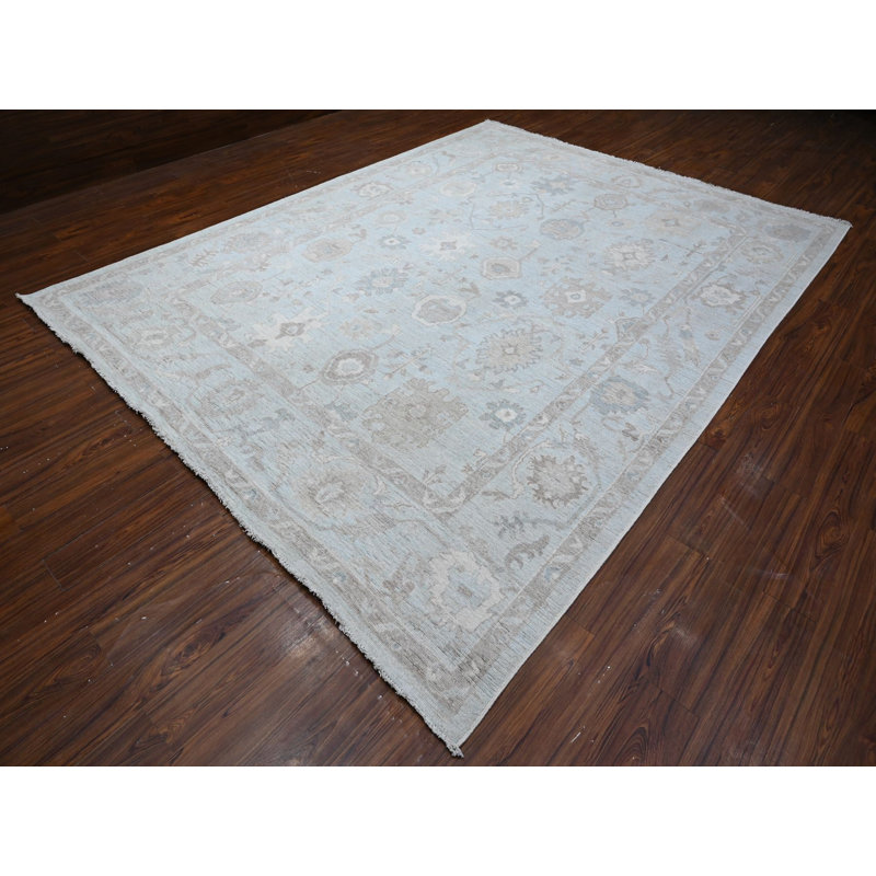 Tapis oriental rectangulaire gris en laine noué à la main 9 pi 2 po x 12 pi 0 po - MOA10288669