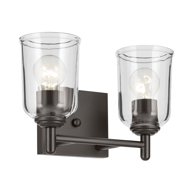 12.5" 2-Light Vanity Light with Clear Glass, Bronze