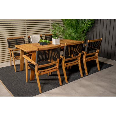 Charvi 6 - Person Wood Patio Dining Set with Rectangular Table
