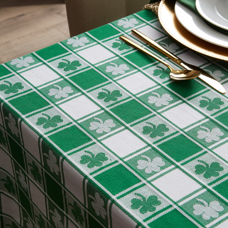 Poche Woven Shamrock Tablecloth, 84'' L x 60'' W