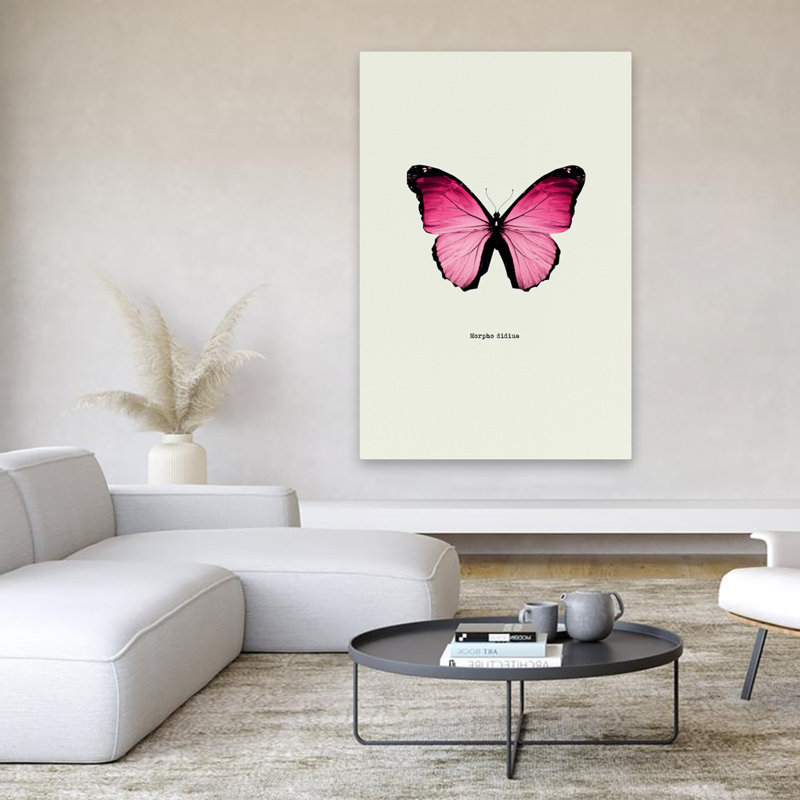 Papillon rose - Art avec papillons, H 60 po x l 40 po