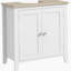 Armoire de rangement à piédestal, sous-lavabo, meuble-lavabo de salle de bain avec U et tablette interne réglable, blanc