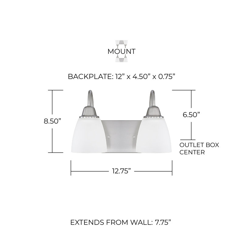 Éclairage pour meuble-lavabo à intensité variable Trenton, Nickel brossé, 2