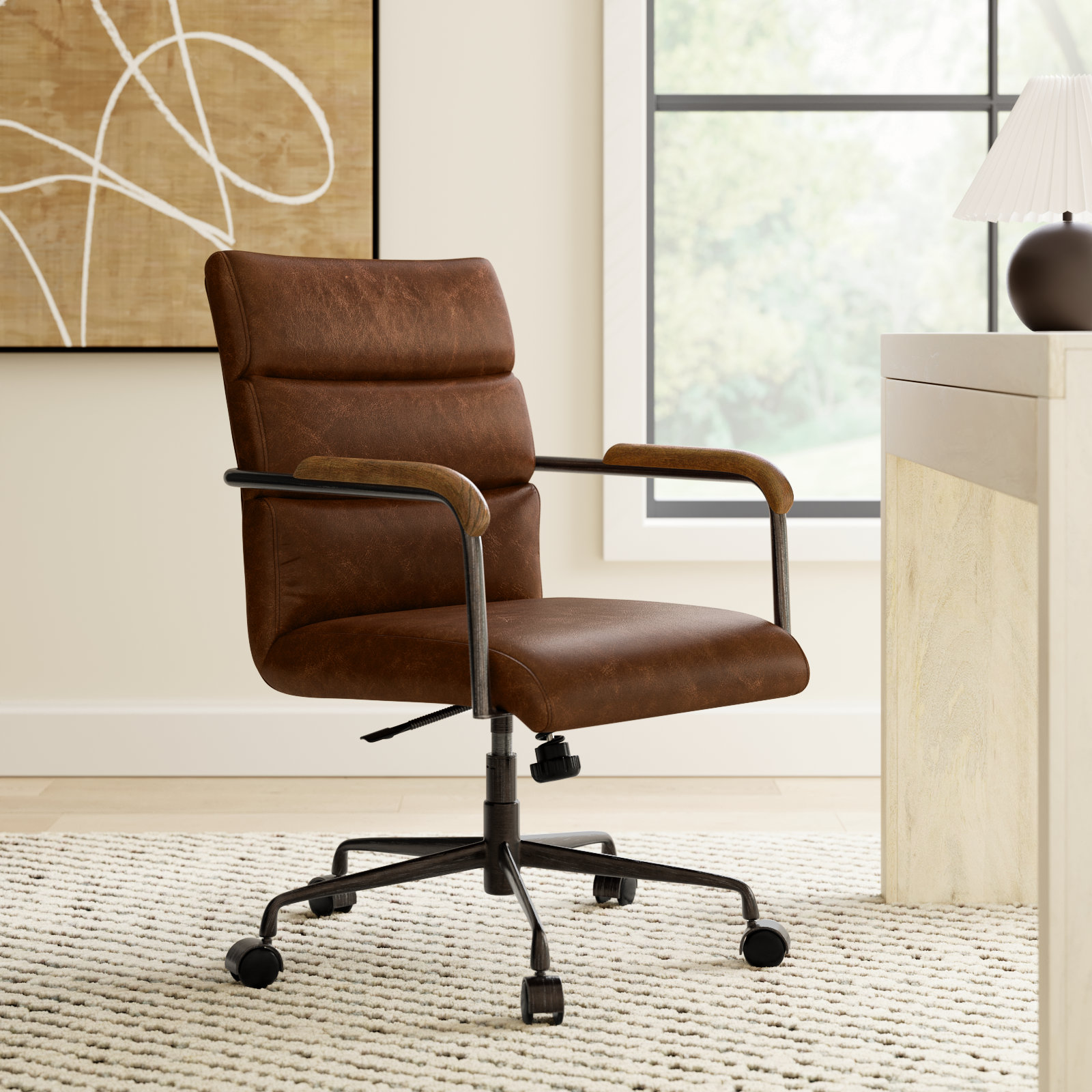 Springtown Swivel Office Chair, Retro Brown