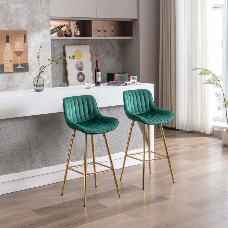 Ensemble de 2 tabourets de bar, Vert, Tabouret de bar (siège d'une hauteur de 29,92 po)