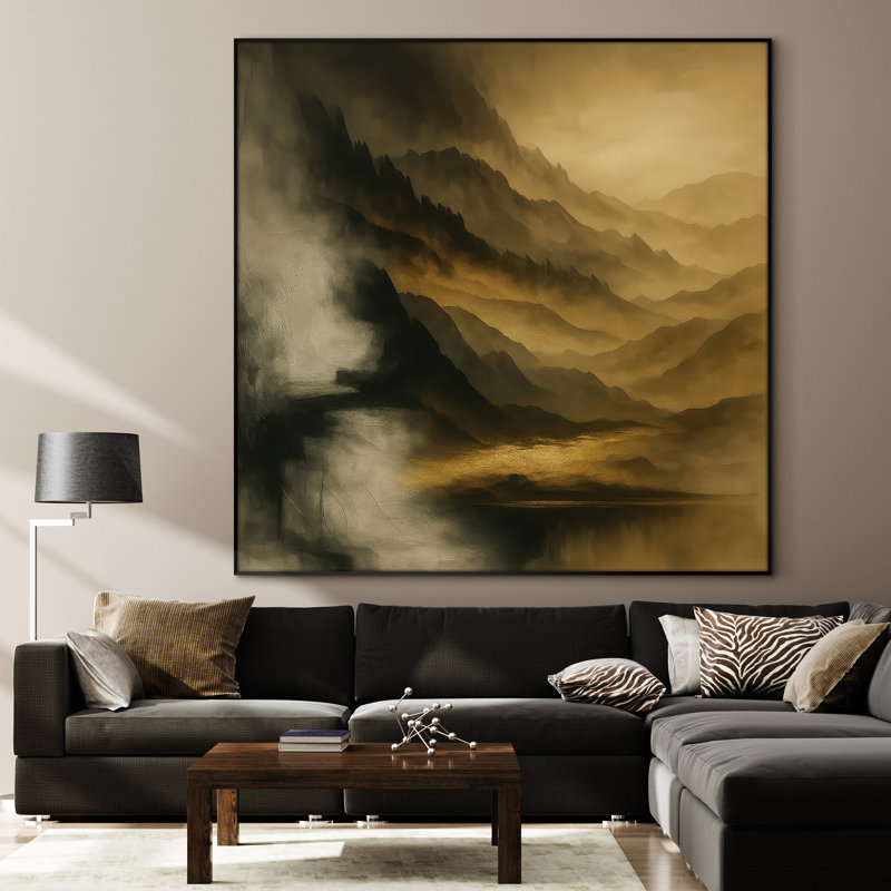 Extra Large Wall Art Fabric Print - Abstract Landscape Netural Modern Artwork Artwork Decor for Living Room or Bedroom - "Frame Assembly Required (Unfinished Frame)"