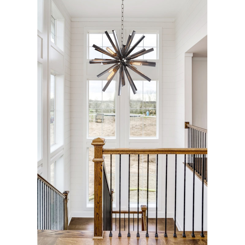 Marthasville 9 - Light Dimmable Sputnik Sphere Chandelier, Black