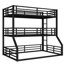 Lit superposé noir complet en métal, équipé d'une structure, de barrières de sécurité de longueur et d'une fabrication silencieuse, pour les chambres d'amis dans les pavillons de chasse, lit triple noir, avec structure robuste, minimisant-118929359-118929358