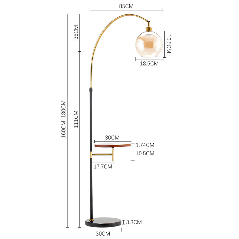 Aumiller 180cm Black Arched Floor Lamp