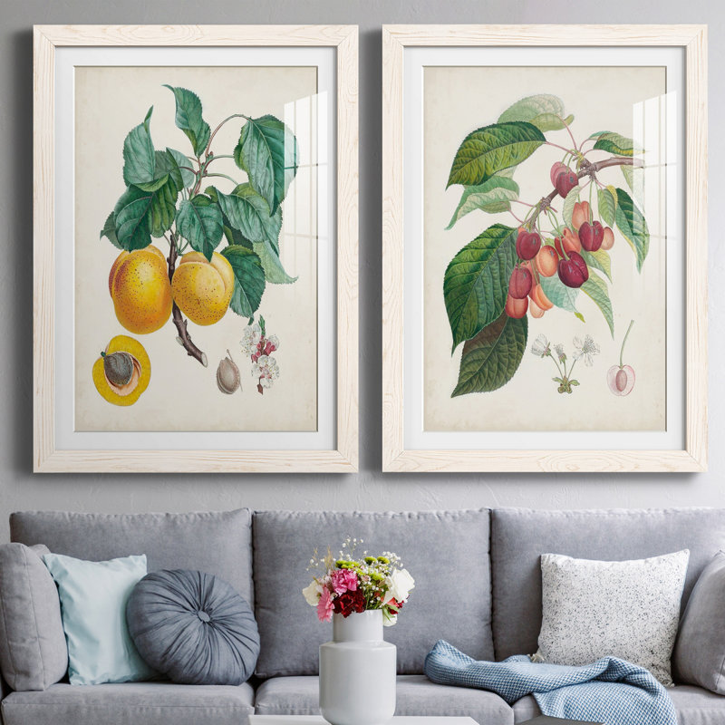 Abricot Peche - ensemble de reproduction d'art sur toile, H 37,5 po x l 55 po x P 1,5 po, Papier encadré blanc, Blanc