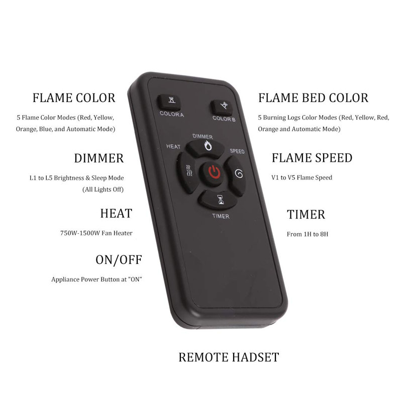 Amit Black Electric Fireplace Insert, 27.08" H x 38.97" W x 8.97" D